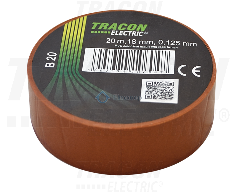 Páska izolačná B20 hnedá 20m x 18mm PVC 0-90°