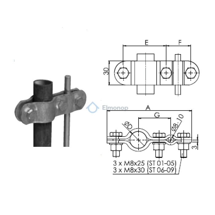 Svorka ST 01 guľatina - potrubie 1/2" FeZn ZIN (f615101)