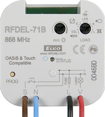 Relé RFDEL-71B RF prijímač/stmievací aktor pre LED a úspor. stmiev. žiarivky (ELKO)