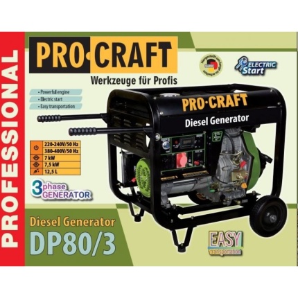 Dieselový elektrický generátor Procraft DP80/3 | DP80/3