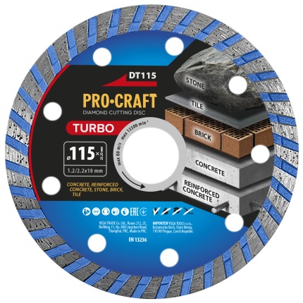 Diamantový rezný kotúč Turbo Procraft DT115 | DT115