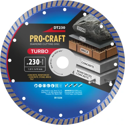Diamantový rezný kotúč Turbo Procraft DT230 | DT230
