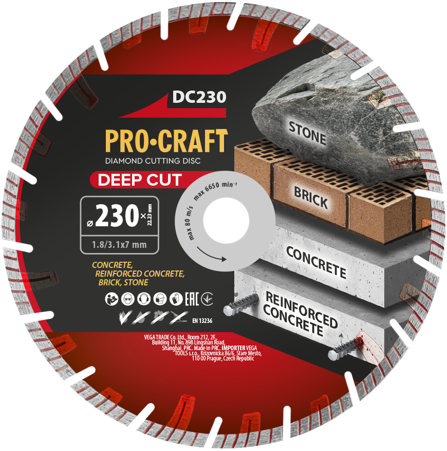 Diamantový rezný kotúč Deep Cut Procraft DC230 | DC230