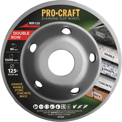 Diamantová brúsna čaša Procraft WR125 Double Row | WR125