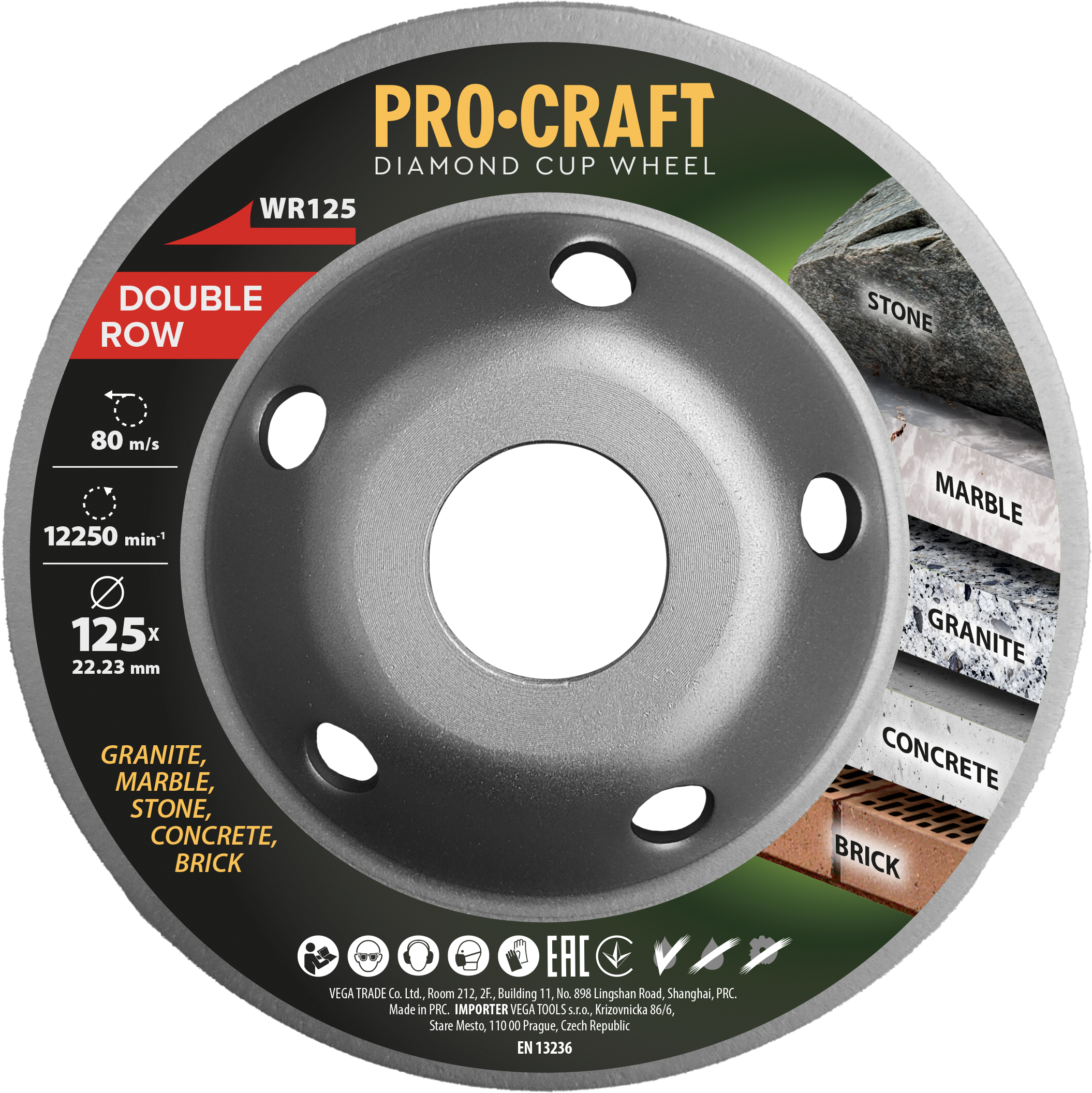 Diamantová brúsna čaša Procraft WR125 Double Row | WR125