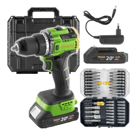 Aku vŕtací skrutkovač Procraft PA18LiH so sadou bitov BS-37 | SPA18LiH-1B-C/BS-37