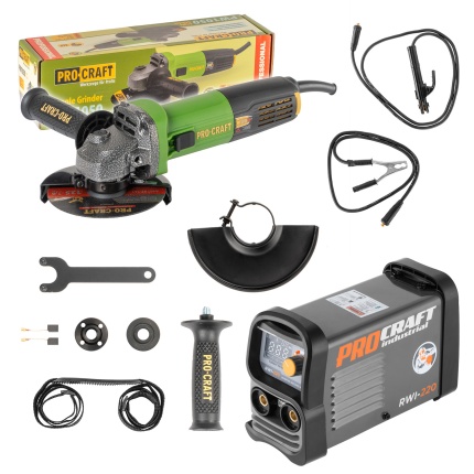 Sada zvárací invertor RWI-220 s uhlovou brúskou PW1050 | SRWI-220/PW1050