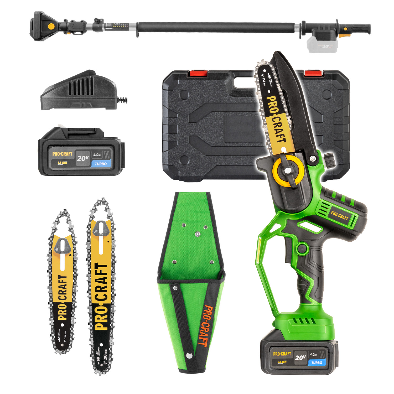 Sada aku ručná pílka s puzdrom Procraft PKA32Li-P a predlžovací nadstavec EP2.0R | SPKA32LiP/EP2.0R