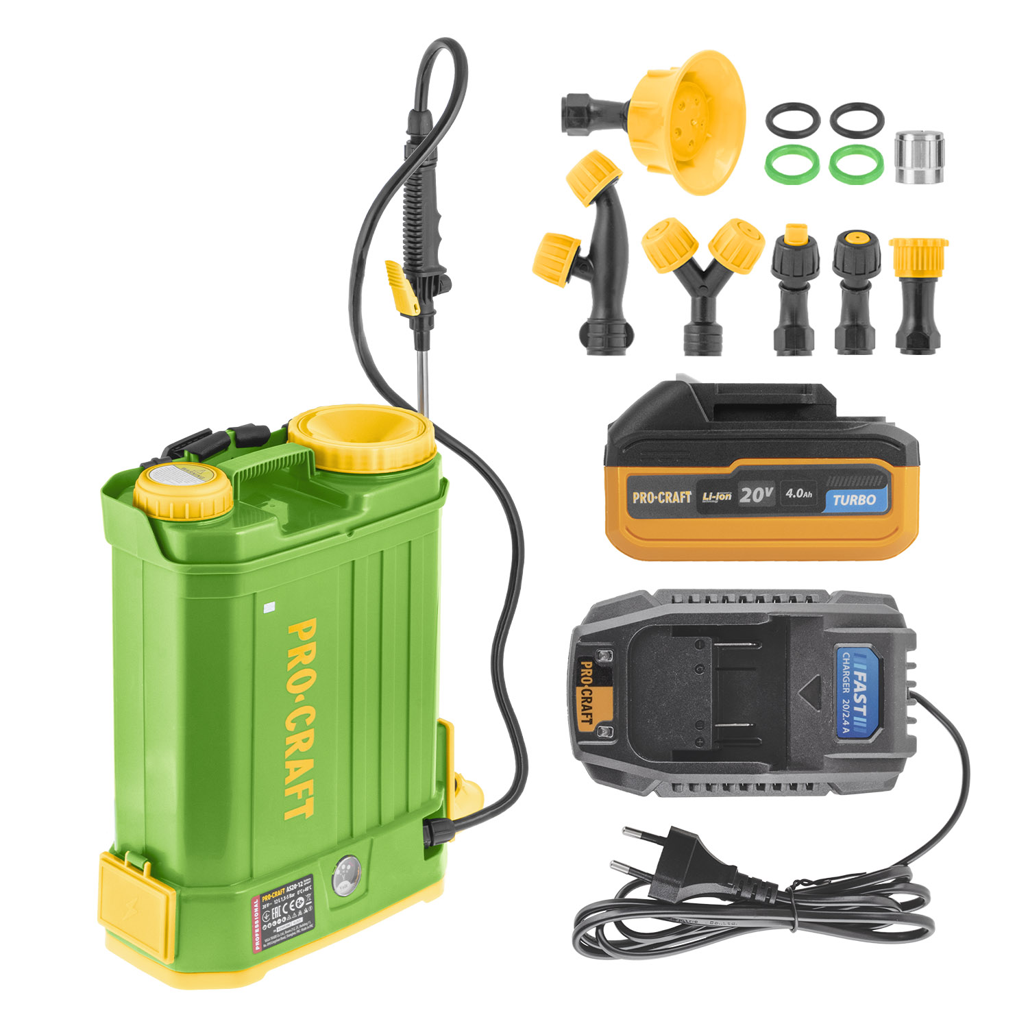 Sada aku postrekovač Procraft AS20-12 s batériou 20V 4Ah a nabíjačkou | SAS20-12/20-4Turbo/20-2.4A
