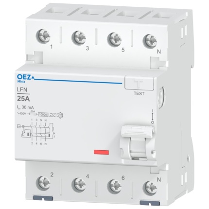 Chránič LFN-25-4-030A (42451) prúdový 4P 30mA Typ A 10kA MINIA