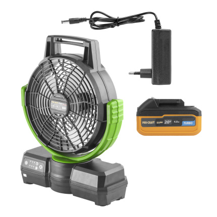 Sada aku ventilátor Procraft CF20 + batéria 20/4 Turbo a nabíjačka 20/1 ATA-40 | SCF20