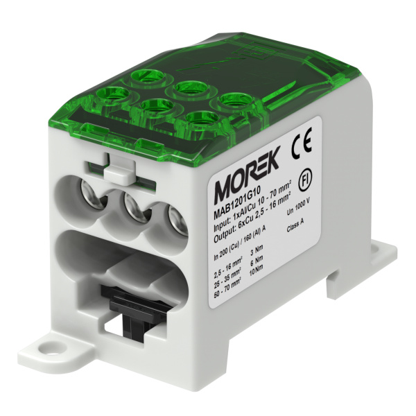 Blok distribučný OJL 200A (MAB1201G10) 1x10-70mm2 Cu/Al / 6x2