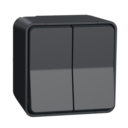 Spínač MUR35022 (C1) č.5B (6+6) antracit povrch. mont. komplet IP55 Mureva Styl